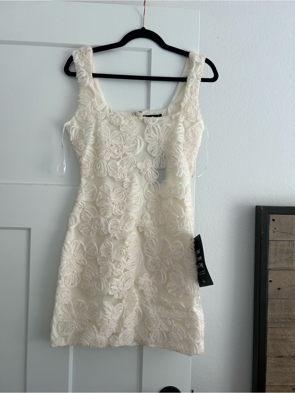 Lulu's Cream Floral Appliqué Mini Dress
